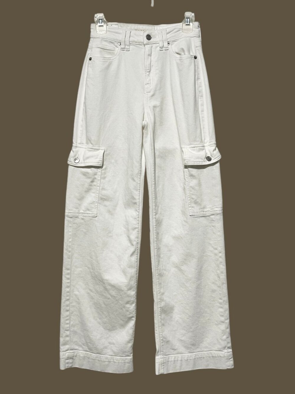 American Eagle Womens Super High Rise Baggy Wide Leg Cargo Pants 0 White Utility